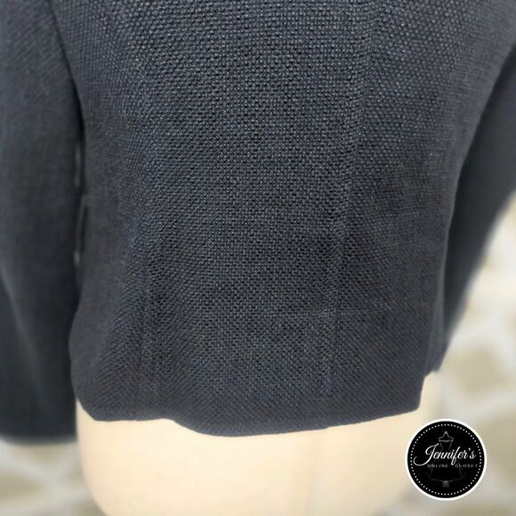 Talbots Black Textured Military Style Full Moto Zip Jacket Blazer Size 6 - Picture 9 of 13